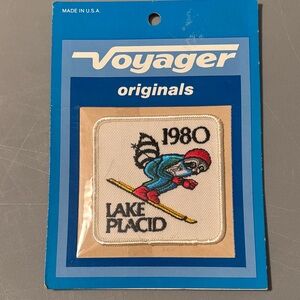 Vintage 1980 Lake Placid Olympic Skiing Raccoon Embroidered Patch (NWT)